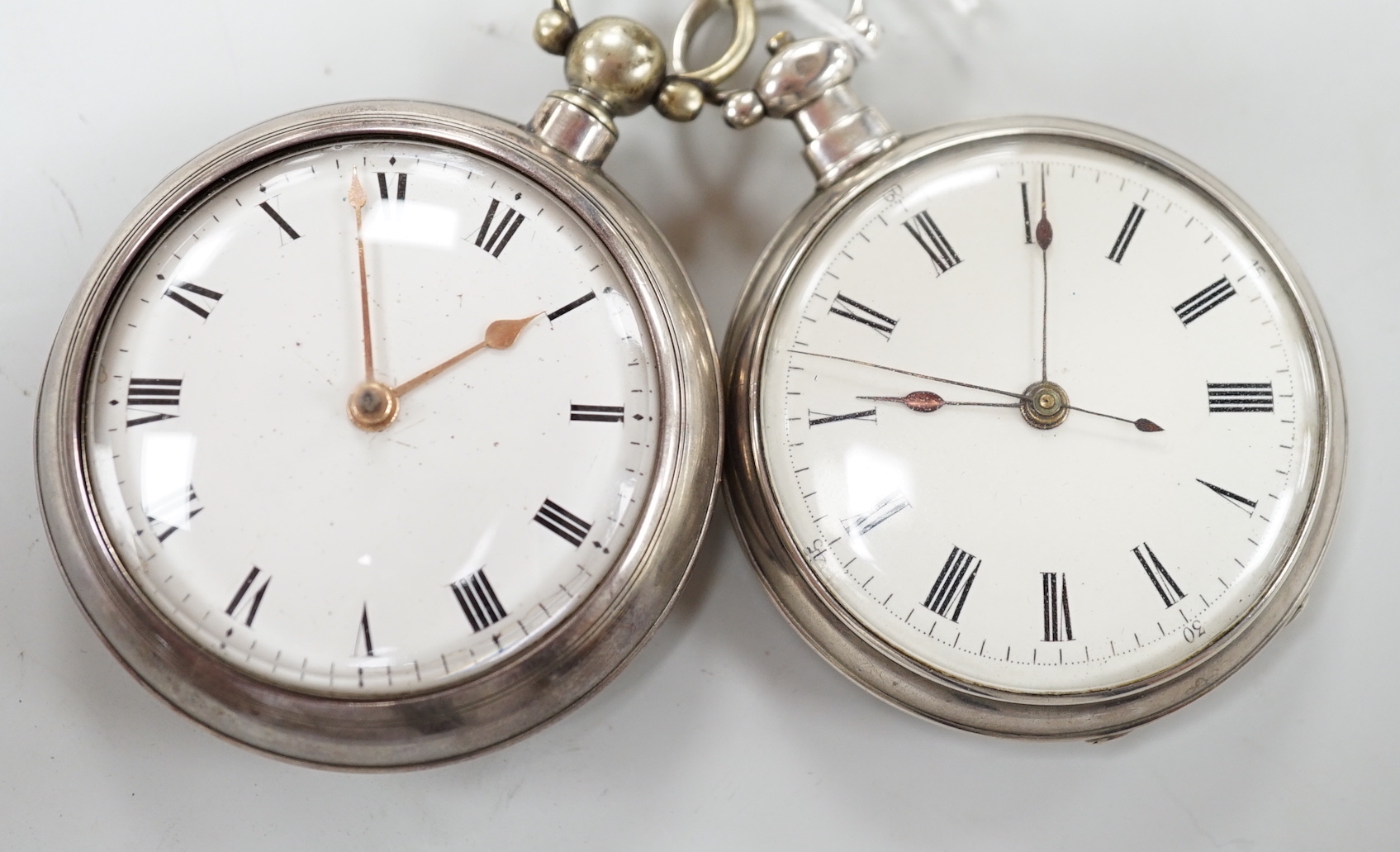 A 19th century silver pair cased keywind verge pocket watch by Haynes of London and one other Chinese? pocket watch.